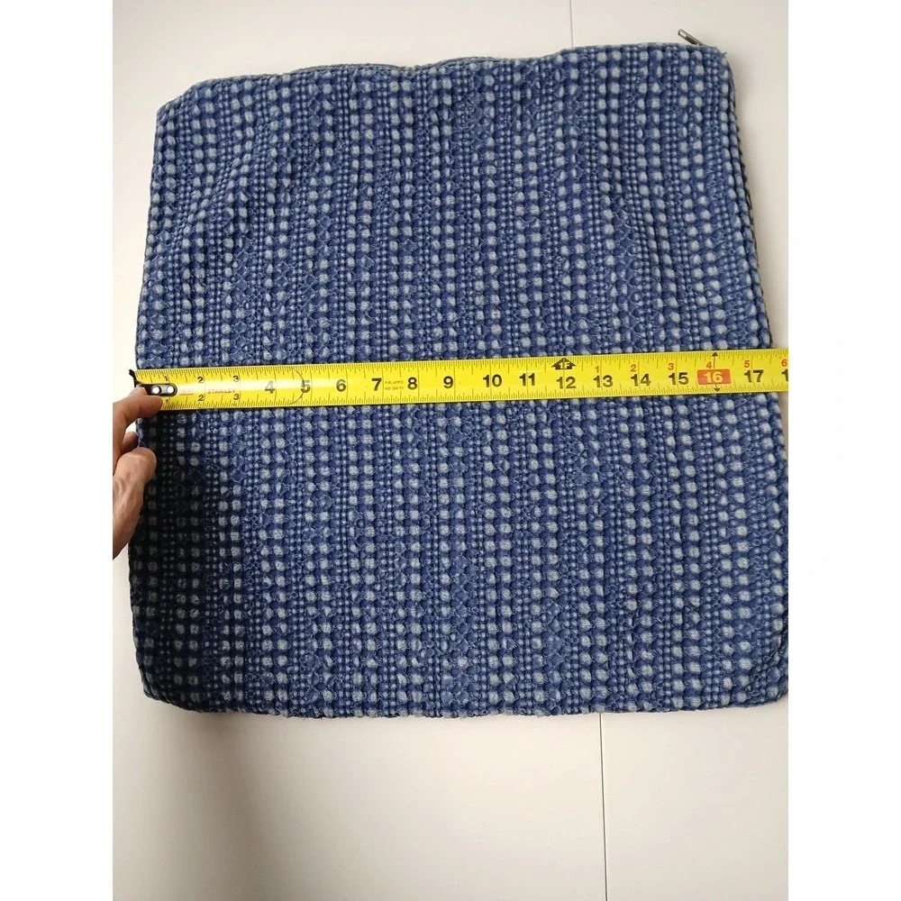 Pottery Barn Honeycomb Sham Lot of 2 Midnight Navy Blue Textured Cotton 17